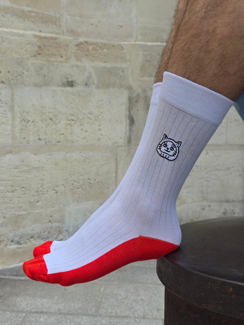 Luky 貓頭襪 - 白