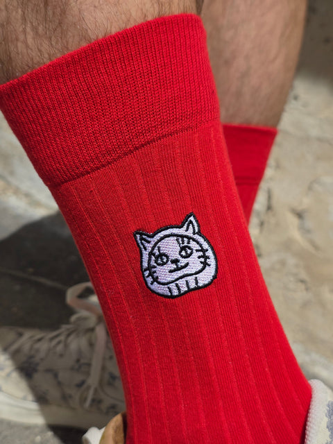 Luky 貓頭襪 - 全紅款