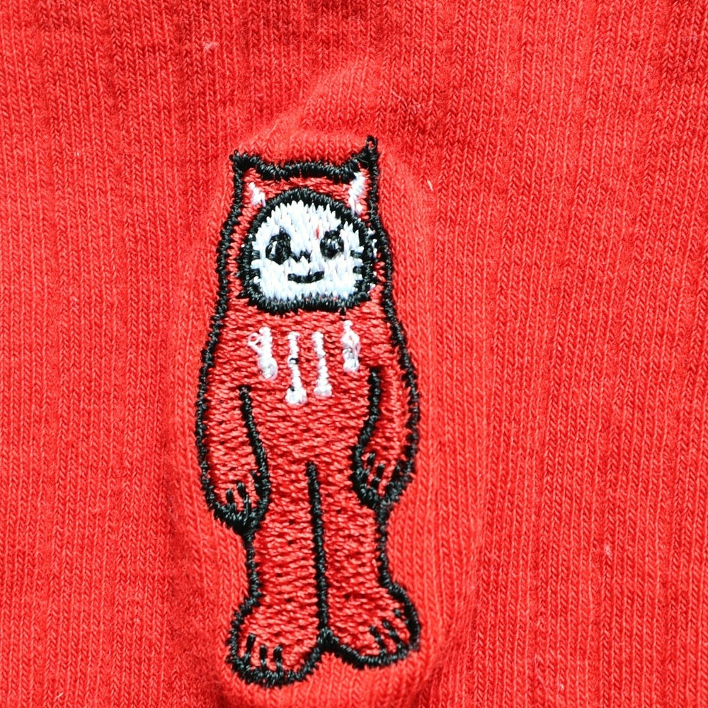 Luky 全紅刺繡襪，刺繡特寫