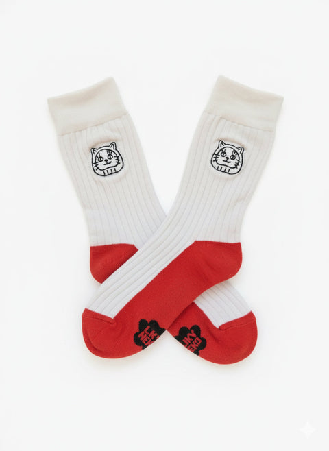 Luky 貓頭襪 - 白